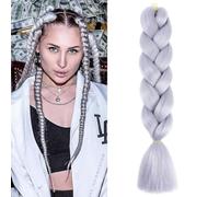 Meches Pour Tresses Africaine 1 Paquets 24 Pouces Braid Pré éTiré Braids Meches Pre Tiré Long Easy Braids Knotless Yaki Nattes Extensions Rajout Cheveux Tresses (Gris Argent)