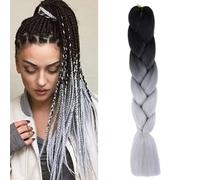 Meches Pour Tresses Africaine 1 Paquets 24 Pouces Braid Pré éTiré Braids Meches Pre Tiré Long Easy Braids Knotless Yaki Nattes Extensions Rajout Cheveux Tresses (Noir/Argent)