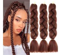 Meches Pour Tresses Africaine 3 Paquets 24 Pouces Braid Pré éTiré Braids Meches Pre Tiré Long Easy Braids Knotless Yaki Nattes Extensions Rajout Cheveux Tresses (Couleur Cuivre)