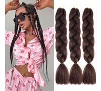Meches Pour Tresses Africaine 3 Paquets 24 Pouces Braid Pré éTiré Braids Meches Pre Tiré Long Easy Braids Knotless Yaki Nattes Extensions Rajout Cheveux Tresses (Brun)