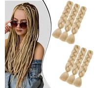 meches pour tresses africaine Blonde Kanekalon Meches Tresse Cheveux, 6pcs 24 lnch Jumbo Braids Meches, Yaki Nattes Extensions Pour crochet braids meches blonds