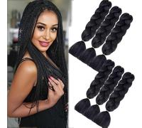 meches pour tresses africaine noire 6 pcs extension cheveux tresse africaine Kanekalon braiding hair 24 pouces embre Jumbo tresses Box tricot crochet cheveux synthétiques noire