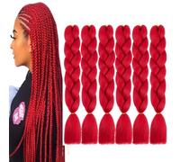 meches pour tresses africaine Rouge Kanekalon braiding hair 6Paquets ombre Jumbo Braids Meches, Yaki Nattes Extensions Pour crochet braids meches (Rouge)
