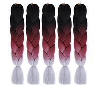 Meches Tresse Cheveux 5pcs Dégradé de Couleurs Tresse Artificie Tresse en Fibre Synthétique Extension de Cheveux Pre-Fluffed Popping Spring Twist Crochet Hair Tresses, Meches Pour Tresses Africaine