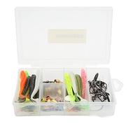 MechKit 66 pièces Kit de matériel de pêche Ensemble d'accessoires de pêche avec boîte de matériel Comprenant Un leurre Souple en T avec Crochet pour la pêche en Eau salée, océan,