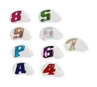 MechKit Couvre-tête de Club de Golf imperméable en Cuir PU numéroté Ensemble de Protection de tête de Fer de Golf pour Golfeurs en Plein air 9 pièces 4 5 6 7 8 9 P S A (Blanche)