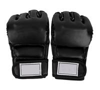 MechKit Gants de Boxe Demi-Doigts Professionnels en Cuir Artificiel épais, durables, résistants aux déchirures, Gants d'entraînement pour Hommes Muay Thai Kickboxing Sanda Noir (Noire)