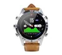 MechKit GPS Montre Connectée Homme, AMOLED Écran Tactile 1,43 Pouces Montre Sport G7, Appels Bluetooth, Cartes Hors Ligne, 100+ Modes Sportifs, Boussole, Étanche 5 ATM pour iOS/Android (Cuir Marron)