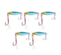 MechKit leurres de pêche VIB appâts durs en métal Couleur vive Yeux 3D vifs taux de Poisson élevé léger pour la pêche en Eau Douce en Eau salée 5 pièces 7g matériel de Fer (Or et Bleu)