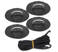 MechKit Lot de 4 Patchs de Coussinet d'anneau en D pour Bateau Gonflable, Boucle Fixe Marine en PVC de Haute qualité avec Cordon élastique pour Kayak, canoë, dériveur, Accessoires (Tache Noire)