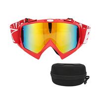MechKit Lunettes de Moto PC éponge Lunettes de Soleil de Protection réglables Accessoires de Moto pour la randonnée Hors Route (Monture Rouge Lentille Rouge)