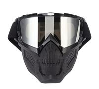 MechKit Masque de Lunettes de tête de Mort équipement de Protection de Moto réglable pour l'équitation Hors Route randonnée éponge PC Conception détachable Couverture de Visage (Monture Noire, Verres