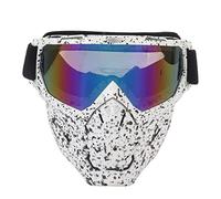 MechKit Masque de Lunettes de tête de Mort équipement de Protection de Moto réglable pour l'équitation Hors Route randonnée éponge PC Conception détachable Couverture de Visage (Points Noirs, Monture