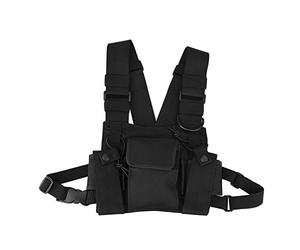 MechKit Sac de Poitrine en Nylon pour Talkie-walkie, étui de Transport Universel réglable à la Main pour Atelier de Construction de Police, Noir 46 x 26 cm, Tissu 1680D