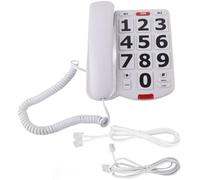 MechKit Téléphone Fixe Filaire à Gros Boutons avec Gros Boutons faciles à Lire, sonneries Super Fortes pour Personnes âgées, malvoyants, Perte auditive, ABS Blanc, Usage Domestique
