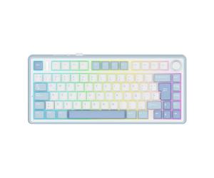 MechLands Aula F75 PRO ISO-ES 75% Teclado Mecánico Personalizado Cremeuo, Teclado para Juegos BT5.0/USB-C/2,4 GHz, Disposition ES, remplaçable à chaud, Mando, RVB, Reaper Switches para Win/Mac (Azul