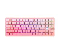 MechLands Aula F87 PRO V2 Clavier de jeu sans fil avec batterie 10000 mAh, requête 8K, SOCD/MT/TGL, BT/2,4 GHz/USB, clavier mécanique TKL remplaçable à chaud avec Creamy Gasket et RVB (dégradé rose)