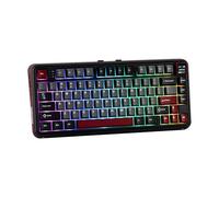MechLands Vibe75 V2 Clavier de jeu sans fil 75 % avec module d'écran, clavier mécanique crémeux remplaçable à chaud avec structure d'étanchéité, BT5.0/2,4 GHz/USB-C, rembourrage 5 couches, RVB (noir)