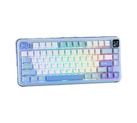 MechLands Vibe75 V2 Clavier de jeu sans fil 75 % avec module d'écran, clavier mécanique crémeux remplaçable à chaud avec structure d'étanchéité, BT5.0/2,4 GHz/USB-C, RVB, QWERTY (bleu)
