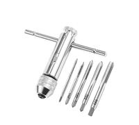 MECHURA Clé à cliquet pour porte-taraud Support de robinet à cliquet à poignée en T réglable, ensemble de perceuse à clé, outils de taraudage manuel, embout de filetage de vis M3-M12(Screw Tap-14Pcs)