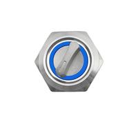 MECHURA Commutateur Rotatif Interrupteur Rotatif métallique à 2 ou 3 Positions, 19 mm, Bouton-Poussoir à Verrouillage avec LED 12 V/220 V, 1 NO/1 NC, Rouge/Vert(Bule LED,Latching_3 Position_220V)