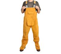 MECKOZ Combinaison De Soudage En Cuir Pantalon De Soudure Anti-brûlure En Cuir De Vache Combinaison Résistante Aux Flammes pour Hommes Et Femmes(Orange,L)