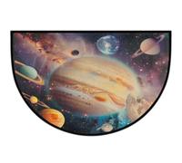 Meclich Tapis d'entrée demi-cercle pour entrée planètes à système solaire | Paillasson d'intérieur avec envers antidérapant et lavable - Absorbant l'eau - Pour cuisine et salle de bain - 91,4 x 61 cm