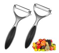 Mecmbj 2 Pièces Éplucheur Légumes et Fruits, Econome Legumes INOX Epluche Pomme de Terre Droite/Dentelée Eplucheuse Pomme avec Poignée Antidérapante pour Carottes Concombre Tomate