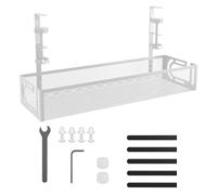 Mecmbj Cache Cable Bureau Sans Percer, Plateau de Gestion Des Câbles Sous Le Bureau, Chemin de Câbles en Treillis MéTallique avec Pince, pour Domicile(Blanc 1, 40 * 13 * 7cm)