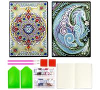 Mecmbj diamond painting enfant, loisirs créatifs fille 8 ans, 2 pièces carnet d'art de peinture de diamant A5, cadeau pour filles de 6 à 12 ans, carnet de notes mandala pour l'école (rouge bleu)