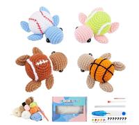Mecmbj Kit Crochet Debutant Complet, 4 Pièces Kit de Crochet de Tortues avec Des Instructions Vidéo Pas à Pas en Anglais, pour Adultes et Enfants(Tortues)