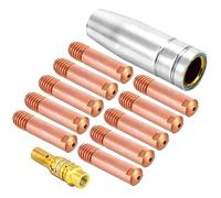 Mecmbj MIG Soudeur Consommable, 15AK Torch Accessoire 1Buse gas conique, 10 Tube de contact M6 0.8mm 1 Supports tube de contact Convient pour la machine de soudage de pistolet torche 15AK - 12pcs