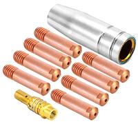 Mecmbj MIG Soudeur Consommable, 15AK Torch Accessoire 1Buse gas conique, 10 Tube de contact M6 1.0mm 1 Supports tube de contact Convient pour la machine de soudage de pistolet torche 15AK - 12pcs