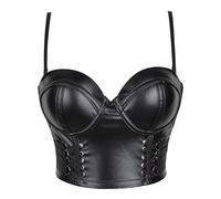 Mecnias Serre-Taille pour Femme, Écharpe Sexy en Simili Cuir, Cordon De Serrage Vintage Solide, Protège-Taille, Serre-Taille Jusqu'À Finaliser La Lingerie Gothique Bustier Basque, Noir, XXL