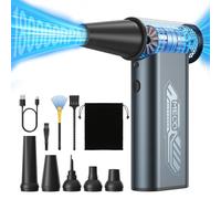MECO ELEVERDE Souffleur Air Comprimé, 4 Vitesses 180 000 tr/Min, Mini Soufflette Electrique sans fil Puissant pour Nettoyage Ordinateur, 8000mah Air Duster pour Dépoussiérant PC, Voiture, Gris