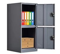 MECOLOR Casier de Rangement Court Gris avec loquet à Cadenas, Petit Meuble de classement Vertical de Bureau avec 2 Portes, casier de Rangement en métal pour Chambre à Coucher