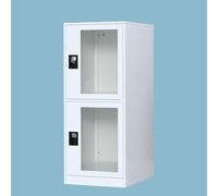 MECOLOR Casier Vertical Transparent avec Cadenas, casier de Gym, casier d'employés, casier de Rangement en métal pour Bureau, casier de Rangement à 2 ou 3 Niveaux (G2V, Blanc Complet)