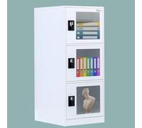 MECOLOR Petit casier de Rangement avec loquet à Cadenas, vitrine avec Portes Transparentes, casier en Acier verrouillable pour Chambre à Coucher, Armoire Autonome pour Salon(Blanc,G3V)