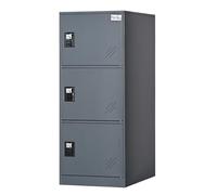 MECOLOR Petit casier Vertical avec Cadenas, Petit casier pour la Maison, la Salle de Gym, Armoire de Rangement pour Bureau, 2 ou 3 Niveaux (Gris, P3V)