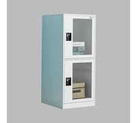 Mecolor Petite Armoire de Rangement Verticale monocouche avec Cadenas, Porte en Verre, 2 ou 3 Compartiments, Convient familles, Bureaux, écoles, supermarchés et Autres (Gris foncé, G2V)