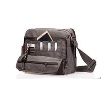 MeCooler Sac bandoulière Homme Sac Besace pour Voyage Sac Porté épaule Vintage école Université Randonnée Camping Sport Bag Loisir Sacoche Rétro Pack en Toile ,Gris ,L