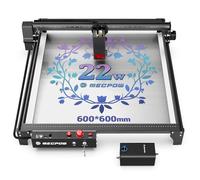 Mecpow X5 Graveur Laser Avec Assistance Pneumatique, 22W Machine à Graver Laser, 144w Découpeur Laser, Graveur Laser Bois Métal et Verre, Arrêt D'urgence, Détection de Flamme et Gyroscope (600X600mm)
