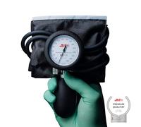 Med-Comfort Tensiomètre anéroïde sans anneau d'arceau Système à 2 tuyaux Noir 1 pièce médecin cabinet hôpital dans sac pratique [ISO 81060]