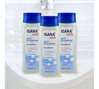 Med Lot de 3 shampoings anti-pelliculaires Isana Med avec piroctone Olamine, caféine et menthol pour cuir chevelu sec 200 ml