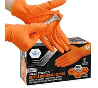 MED PRIDE Maxx Strength Lot de 100 gants industriels en nitrile de 8 mm d'épaisseur - Jetables de sécurité avec texture diamant - Robustes, résistants aux déchirures pour mécaniciens automobiles