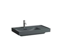 Meda lavabo mural ou à poser sur meuble tablette à dte graphite mat 800x460x80 - LAUFEN H8171167581081