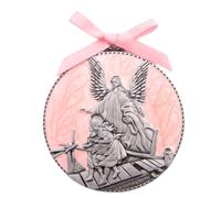 Médaille ange gardien rose pour berceau, jeton religieux, 5,7 cm