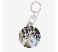 Médaille blanche abstraite ronde en acrylique durable et élégante, parfaite pour les petits et grands animaux de compagnie