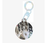 Médaille blanche abstraite ronde en acrylique durable et élégante, parfaite pour les petits et grands animaux de compagnie