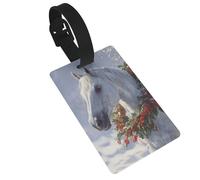 Médaille blanche avec houx et baies rouges, étiquettes de bagages, étiquettes d'identification pour valise, idéales pour les sacs à dos de voyage et de croisière